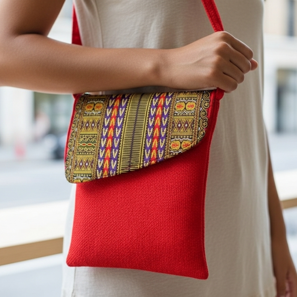Red Patterned Crossbody Bag